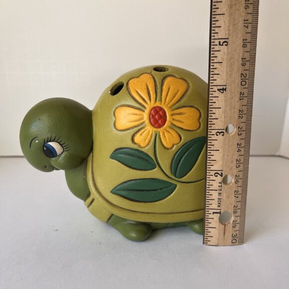 MCM 70s BoHo Ceramic Turtle Tortoise Figurine w/ Holes for Pens Makeup Brushes - Picture 11 of 13